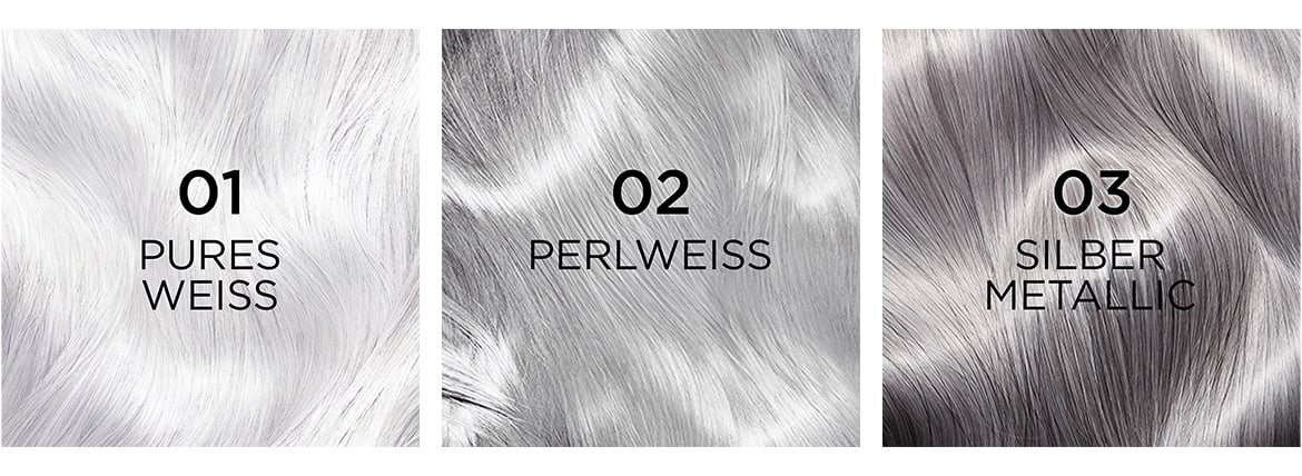 L'Oréal Paris Collage der erhältlichen Cool Silver Nuancen